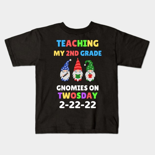 Teaching My 2nd Grade Gnomies on Twosday Kids T-Shirt by WassilArt